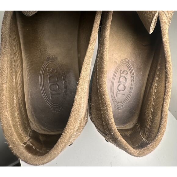 Tods Tan Suede Pantofola Estivo Slip On Loafers Men Sz 9 Preppy Made In Italy EC - Picture 9 of 16